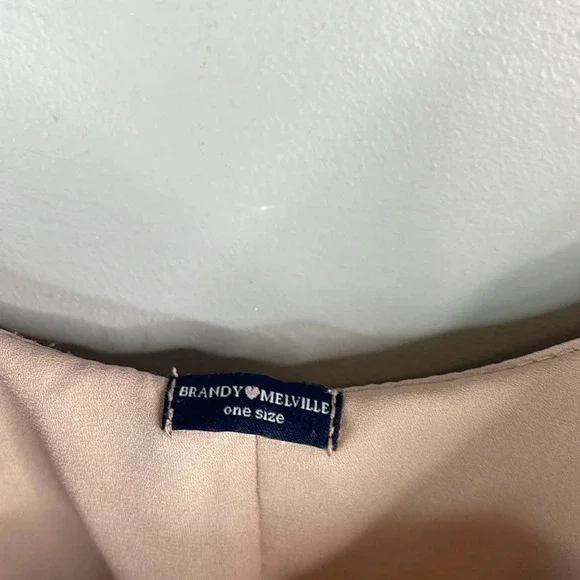 BRANDY MELVILLE Tan Crop Cami Top Spaghetti Straps One Size As Is - Picture 4 of 8